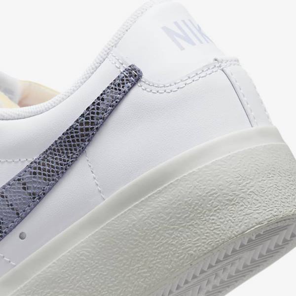 Trampki Damskie Nike Blazer Low Platformie Białe Głęboka Niebieskie | NK584QEM