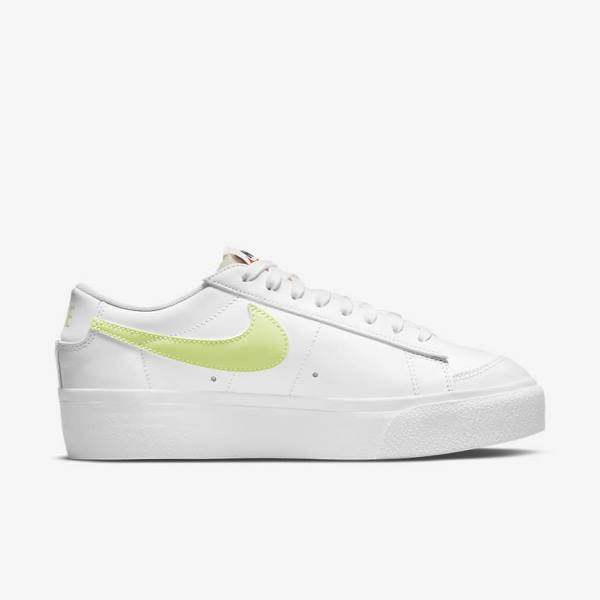 Trampki Damskie Nike Blazer Low Platformie Białe Czarne Głęboka Cytrynowy | NK745PHW