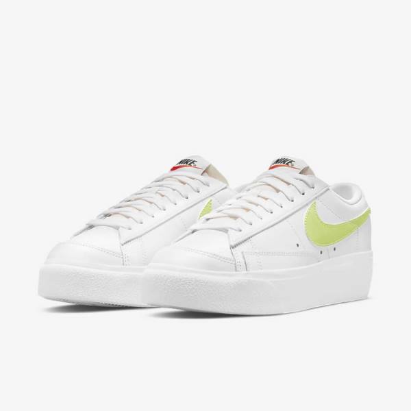 Trampki Damskie Nike Blazer Low Platformie Białe Czarne Głęboka Cytrynowy | NK745PHW