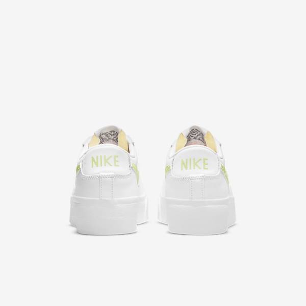 Trampki Damskie Nike Blazer Low Platformie Białe Czarne Głęboka Cytrynowy | NK745PHW