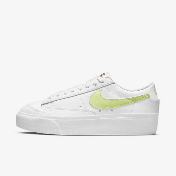 Trampki Damskie Nike Blazer Low Platformie Białe Czarne Głęboka Cytrynowy | NK745PHW