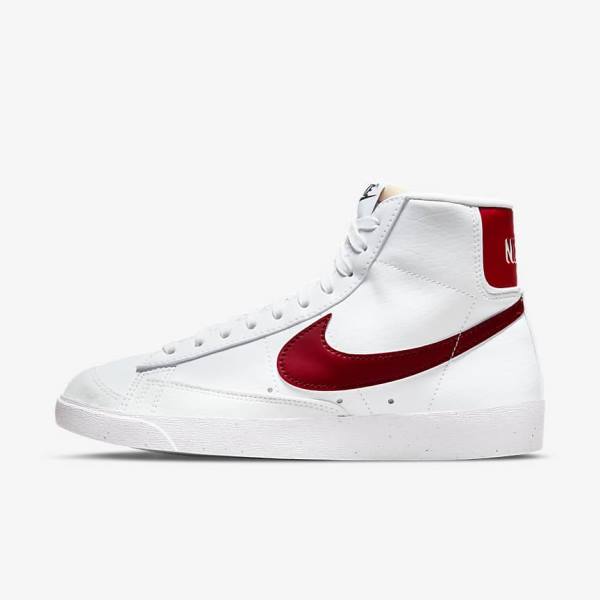 Trampki Damskie Nike Blazer Mid 77 Next Nature Białe Czarne Czerwone | NK263KAD