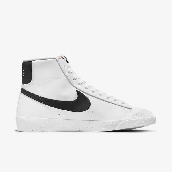 Trampki Damskie Nike Blazer Mid 77 Next Nature Białe Czarne | NK768DSF