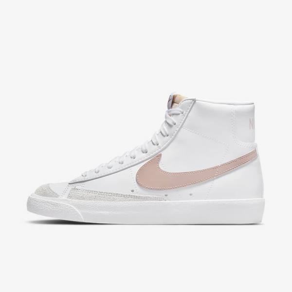 Trampki Damskie Nike Blazer Mid 77 Vintage Białe Koralowe Białe Różowe | NK046XHL