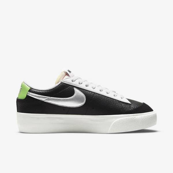 Trampki Damskie Nike Blazer Platformie Czarne Białe Zielone Metal Srebrne | NK301WNR