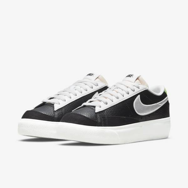 Trampki Damskie Nike Blazer Platformie Czarne Białe Zielone Metal Srebrne | NK301WNR