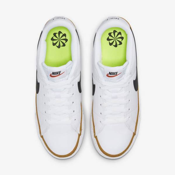 Trampki Damskie Nike Court Legacy Next Nature Białe Pomarańczowe Czarne | NK851FRE