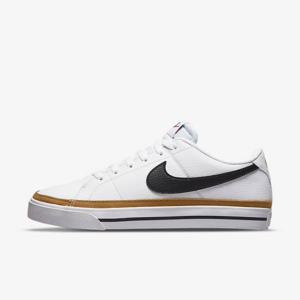 Trampki Damskie Nike Court Legacy Next Nature Białe Pomarańczowe Czarne | NK851FRE