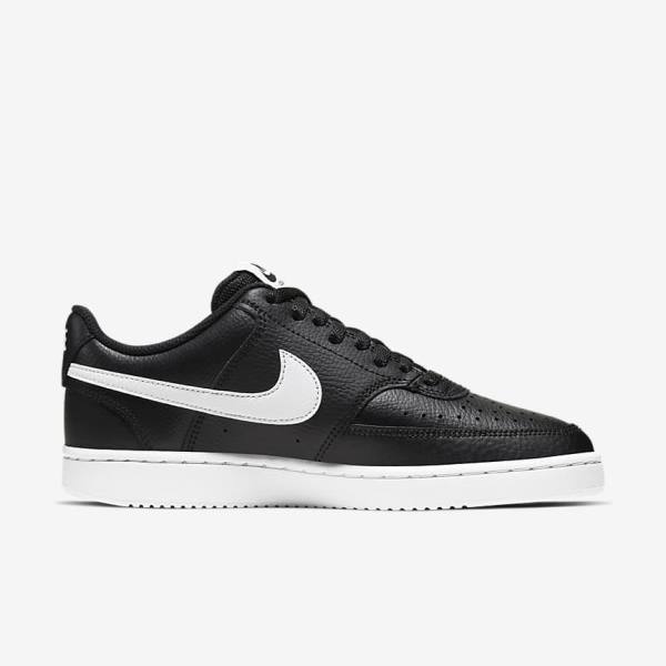 Trampki Damskie Nike Court Vision Low Czarne Białe | NK819HIC