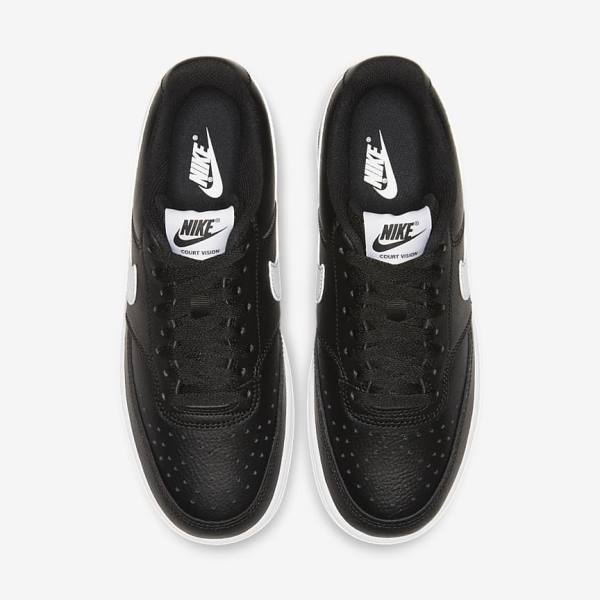 Trampki Damskie Nike Court Vision Low Czarne Białe | NK819HIC