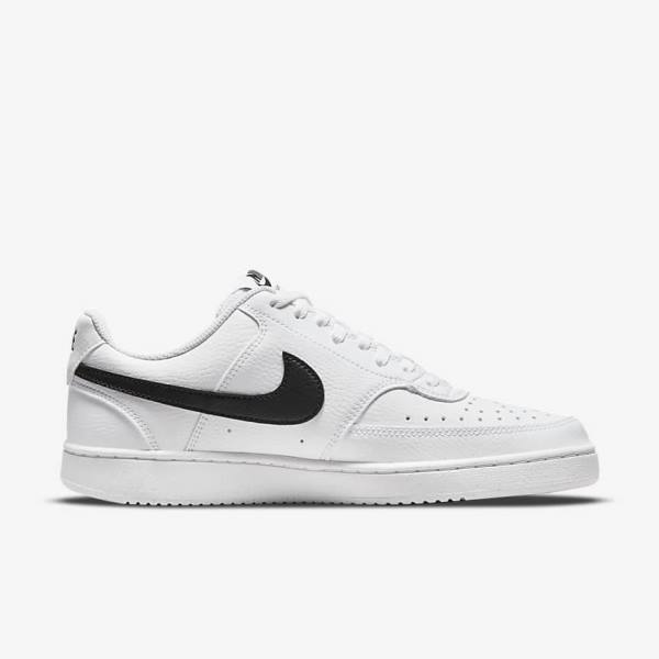 Trampki Damskie Nike Court Vision Low Next Nature Białe Czarne | NK718ETI