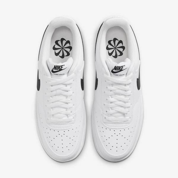 Trampki Damskie Nike Court Vision Low Next Nature Białe Czarne | NK718ETI