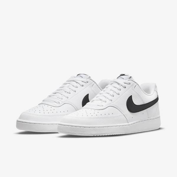 Trampki Damskie Nike Court Vision Low Next Nature Białe Czarne | NK718ETI