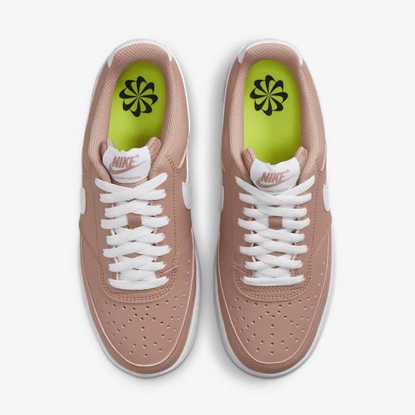 Trampki Damskie Nike Court Vision Low Next Nature Różowe Czarne Białe | NK756TRD