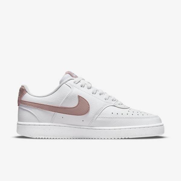 Trampki Damskie Nike Court Vision Low Next Nature Białe Różowe | NK839MVO