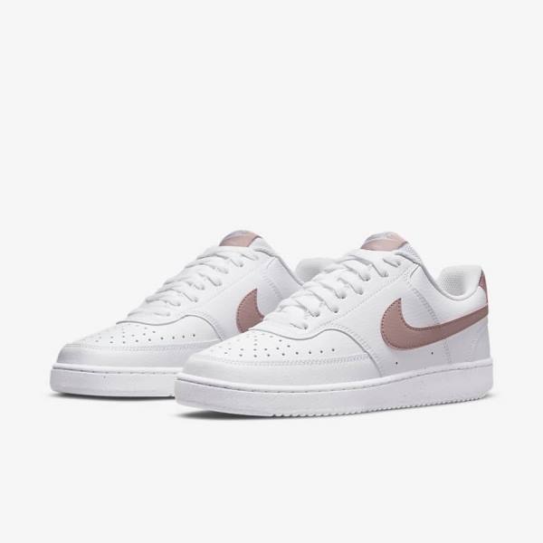 Trampki Damskie Nike Court Vision Low Next Nature Białe Różowe | NK839MVO