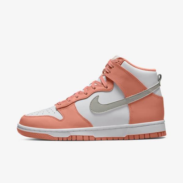 Trampki Damskie Nike Dunk High Czerwone Białe Głęboka | NK528BQL