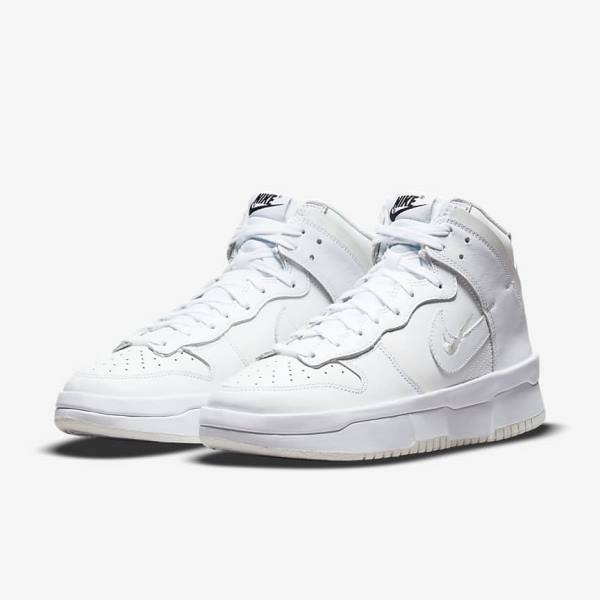 Trampki Damskie Nike Dunk High Up Białe Czarne Białe | NK632EBF