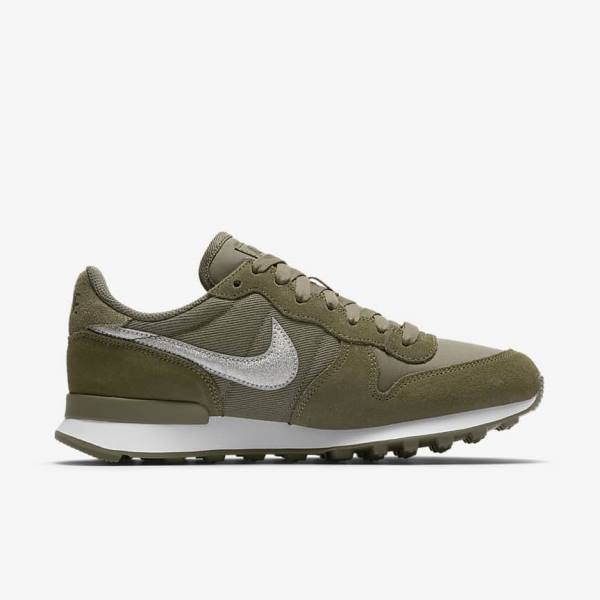 Trampki Damskie Nike Internationalist Glitter Oliwkowe Białe Oliwkowe | NK671DEQ