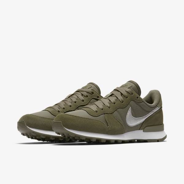 Trampki Damskie Nike Internationalist Glitter Oliwkowe Białe Oliwkowe | NK671DEQ