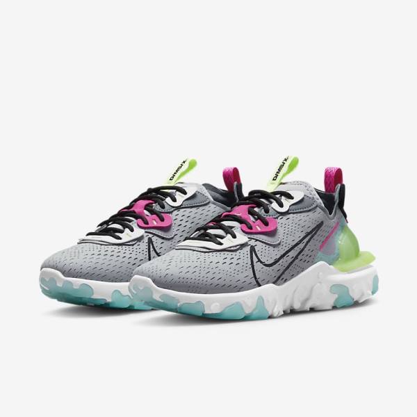 Trampki Damskie Nike React Vision Szare Różowe Czarne | NK641PTN