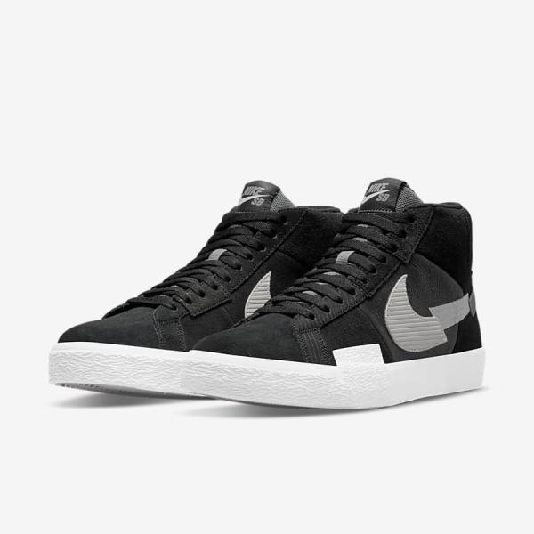 Trampki Damskie Nike SB Zoom Blazer Mid Premium Czarne Szare Białe | NK361STJ