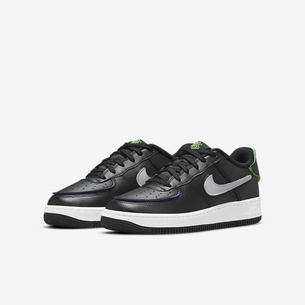 Trampki Dziecięce Nike Air Force 1-1 Older Czarne Metal Srebrne | NK983EQT