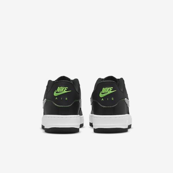 Trampki Dziecięce Nike Air Force 1-1 Older Czarne Metal Srebrne | NK983EQT