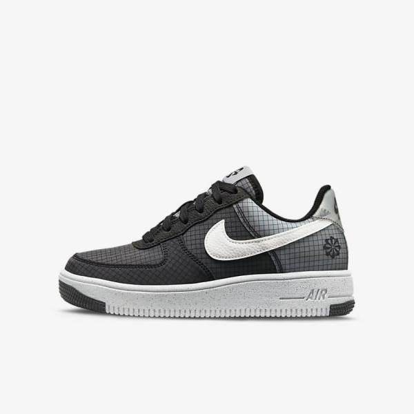 Trampki Dziecięce Nike Air Force 1 Crater Older Czarne Białe | NK532NIW