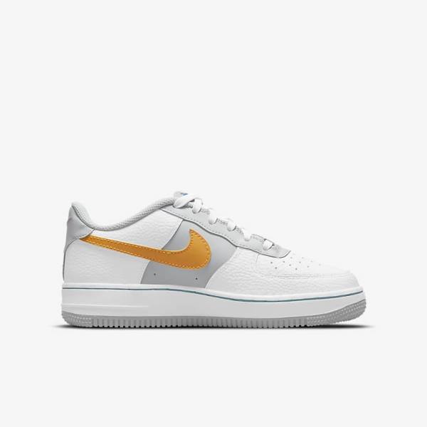 Trampki Dziecięce Nike Air Force 1 EMB Older Białe Szare Turkusowe Niebieskie | NK935GDL