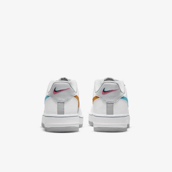 Trampki Dziecięce Nike Air Force 1 EMB Older Białe Szare Turkusowe Niebieskie | NK935GDL