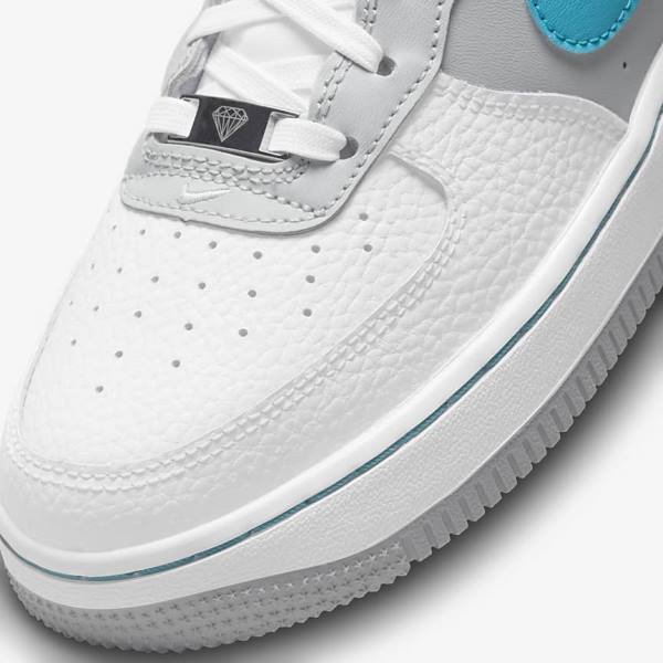 Trampki Dziecięce Nike Air Force 1 EMB Older Białe Szare Turkusowe Niebieskie | NK935GDL