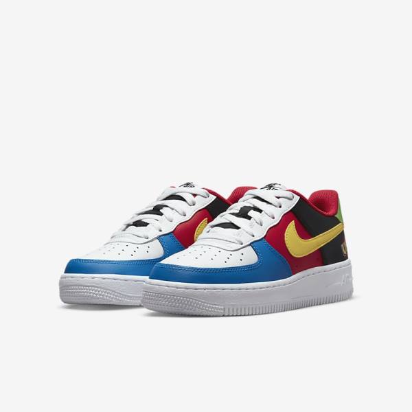 Trampki Dziecięce Nike Air Force 1 LV8 Older Białe Czerwone Królewski Niebieski Złote | NK581RFL