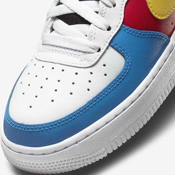 Trampki Dziecięce Nike Air Force 1 LV8 Older Białe Czerwone Królewski Niebieski Złote | NK581RFL