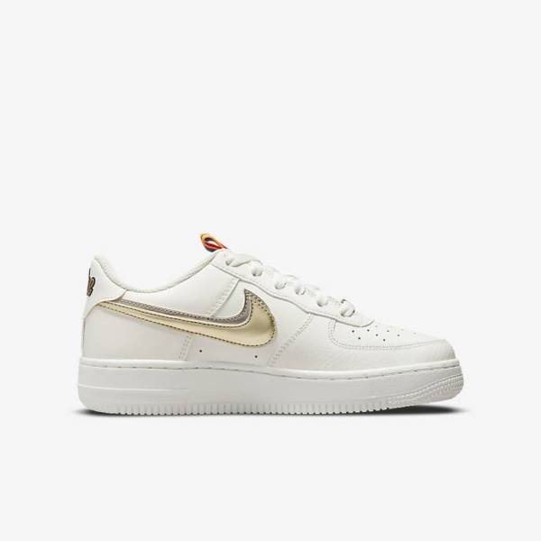 Trampki Dziecięce Nike Air Force 1 LV8 Older Białe Różowe Metal Niebieskie Szare | NK853SVN