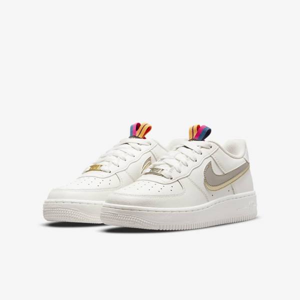 Trampki Dziecięce Nike Air Force 1 LV8 Older Białe Różowe Metal Niebieskie Szare | NK853SVN