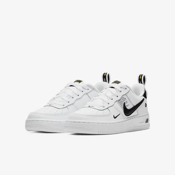 Trampki Dziecięce Nike Air Force 1 LV8 Utility Older Białe Czarne Żółte Białe | NK679HNR