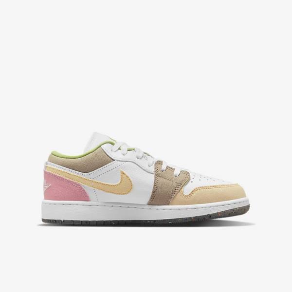 Trampki Dziecięce Nike Air Jordan 1 Low SE Older Białe Zielone | NK531FYK