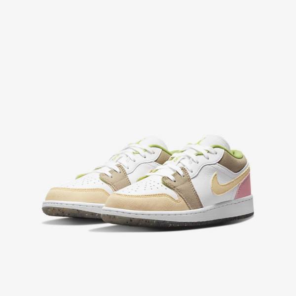 Trampki Dziecięce Nike Air Jordan 1 Low SE Older Białe Zielone | NK531FYK