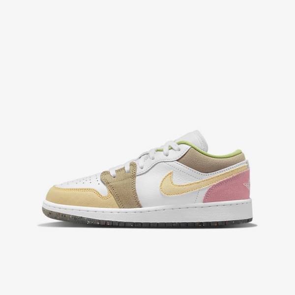 Trampki Dziecięce Nike Air Jordan 1 Low SE Older Białe Zielone | NK531FYK