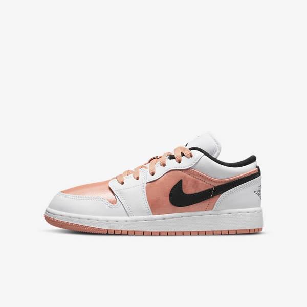 Trampki Dziecięce Nike Air Jordan 1 Low Older Białe Czarne | NK608WEC