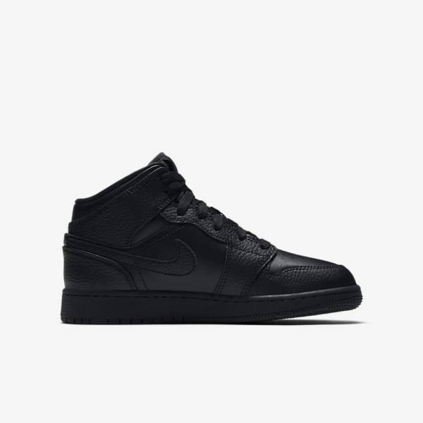 Trampki Dziecięce Nike Air Jordan 1 Mid Older Czarne | NK034PLX