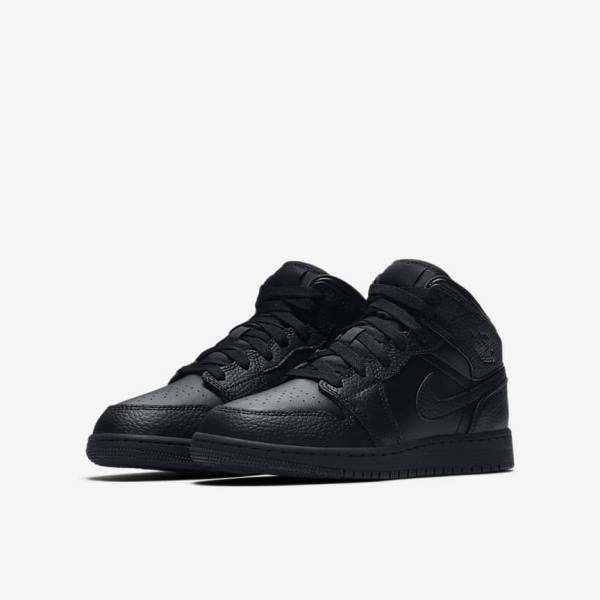 Trampki Dziecięce Nike Air Jordan 1 Mid Older Czarne | NK034PLX