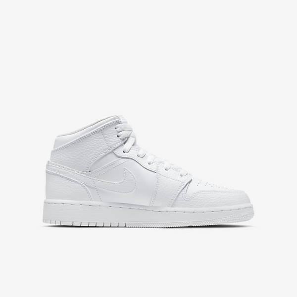 Trampki Dziecięce Nike Air Jordan 1 Mid Older Białe | NK036BEY