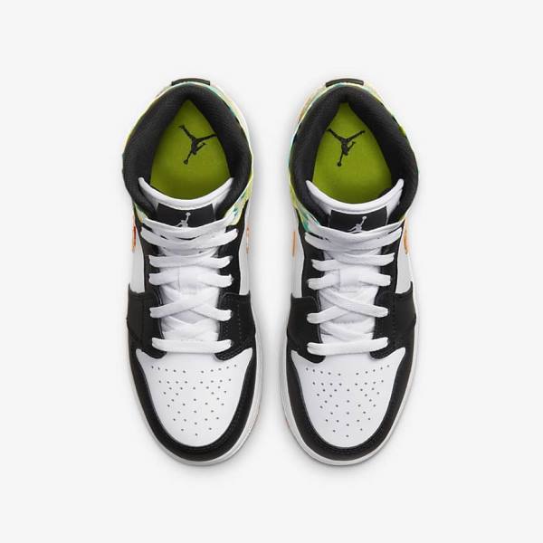 Trampki Dziecięce Nike Air Jordan 1 Mid SE Older Czarne Pomarańczowe Białe | NK198ICX