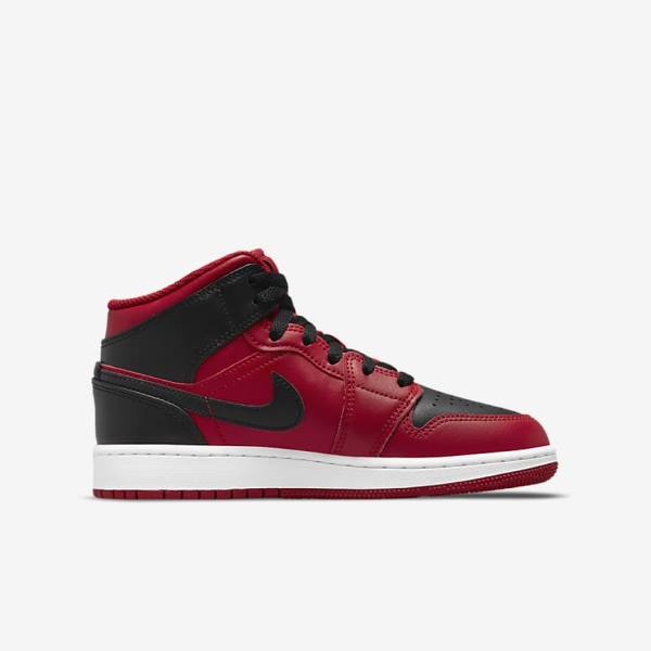 Trampki Dziecięce Nike Air Jordan 1 Mid Older Czerwone Białe Czarne | NK789GXC