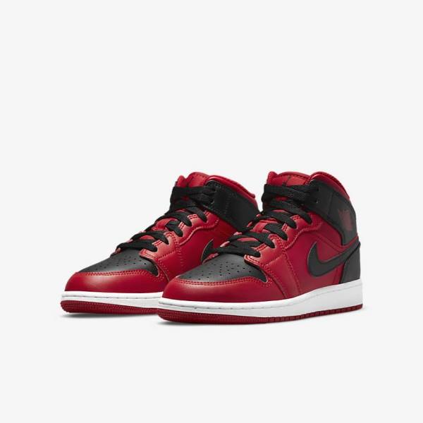 Trampki Dziecięce Nike Air Jordan 1 Mid Older Czerwone Białe Czarne | NK789GXC