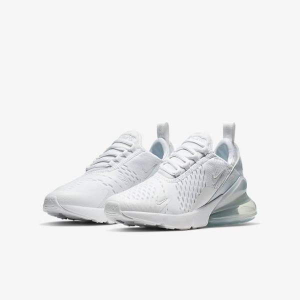 Trampki Dziecięce Nike Air Max 270 Older Białe Metal Srebrne Białe | NK563TJS