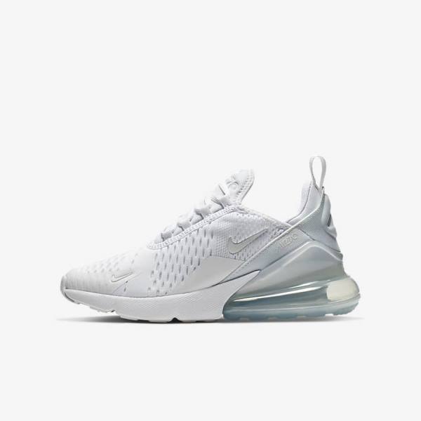 Trampki Dziecięce Nike Air Max 270 Older Białe Metal Srebrne Białe | NK563TJS