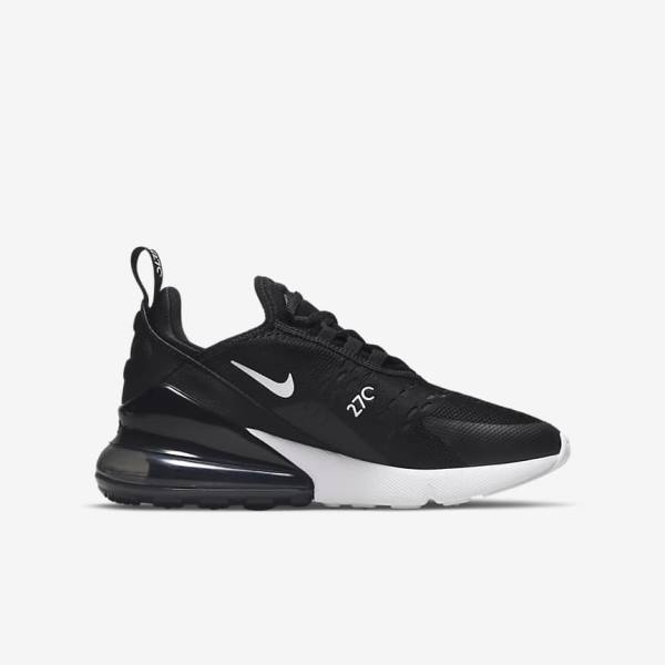 Trampki Dziecięce Nike Air Max 270 Older Czarne Ciemny Szare Białe | NK756ZBC